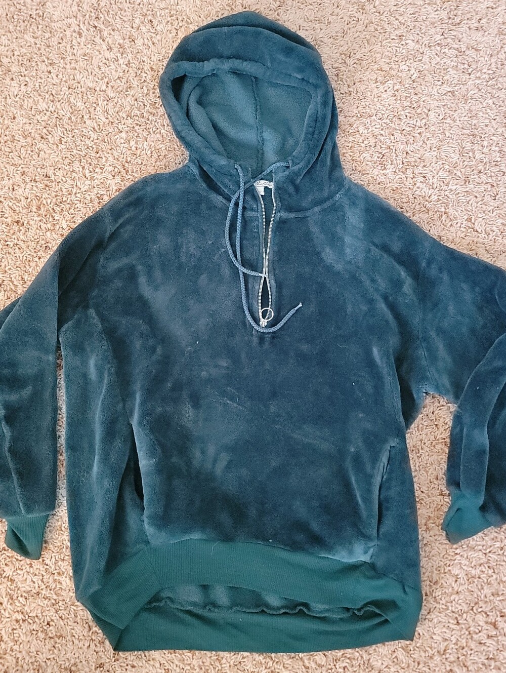 Express One Eleven Teal Velour / Fleece Hoodie /Pullover! Womens Medium
